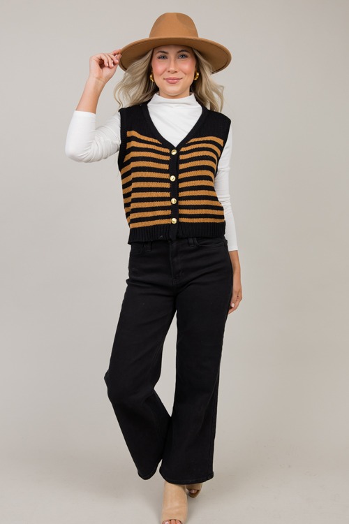 Helen Stripe Vest, Black/Camel - 1107-184.jpg