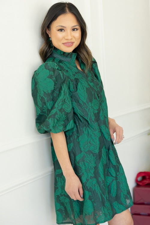 Jennifer Jacquard Dress, Green - 1107-256.jpg