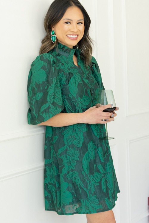 Jennifer Jacquard Dress, Green - 1107-258.jpg