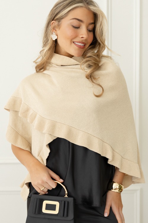 Ava Ruffle Wrap, Metallic Gold