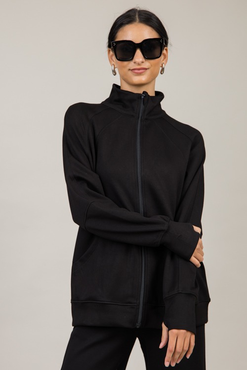 Creamy Soft Zip Tunic, Black