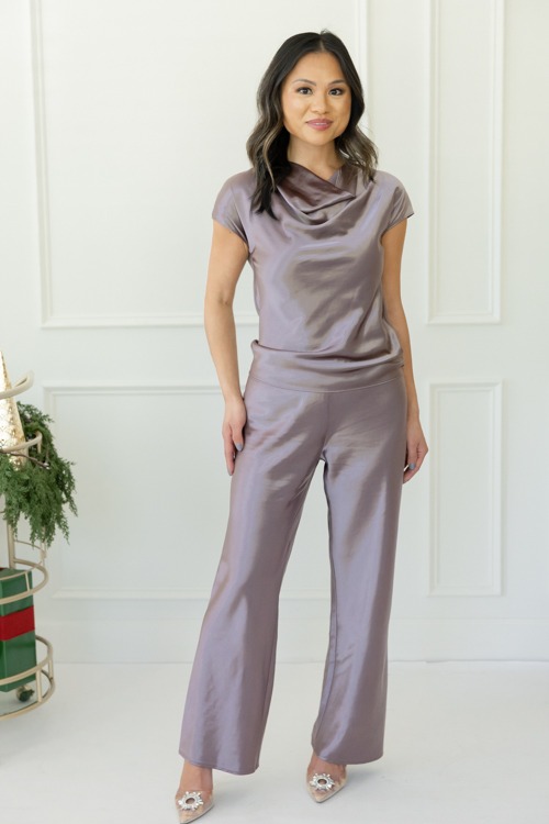Cowl Neck Satin Blouse, Mauve - 1107-299p.jpg