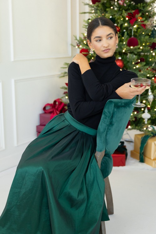Winter Elegance Maxi Skirt, Deep Green - 1107-322.jpg