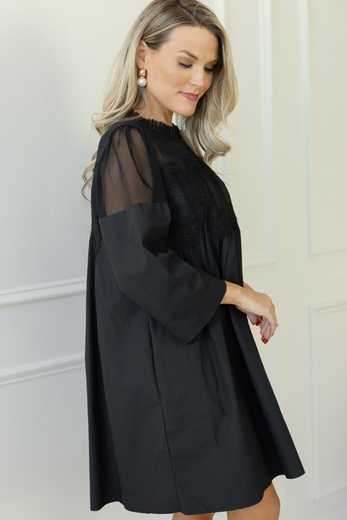 Lace Mesh Panel Dress, Black - 1107-363.jpg