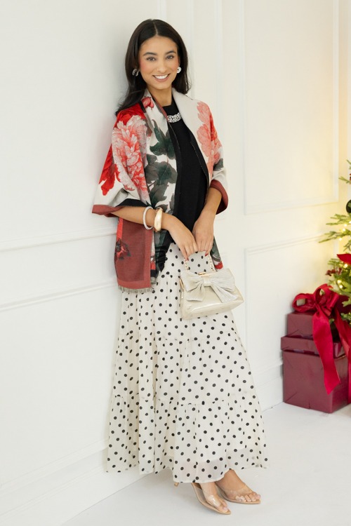 Tiered Dots Maxi Skirt, Ivory Black - 1107-401.jpg