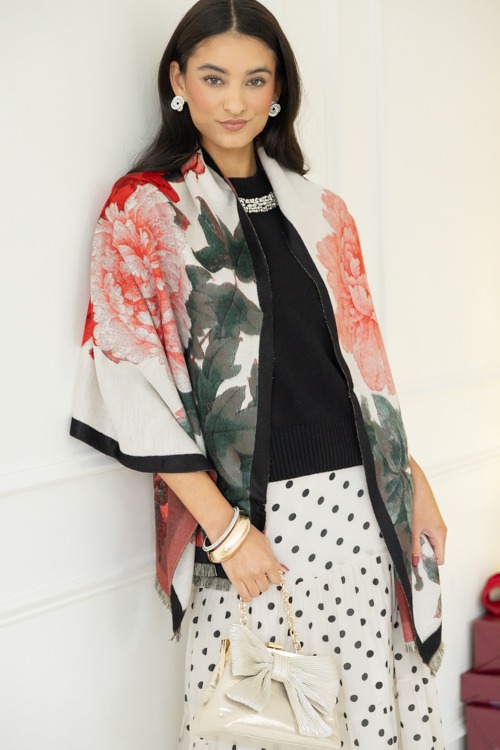 Vintage Floral Scarf, Red Roses - 1107-406.jpg