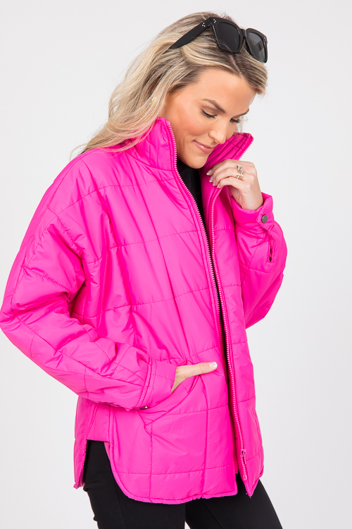 Sara Quilted Jacket, Hot Pink