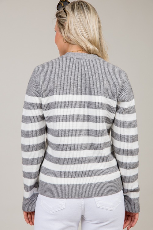 Buttoned Stripe Sweater, H. Gray - 1107-81.jpg