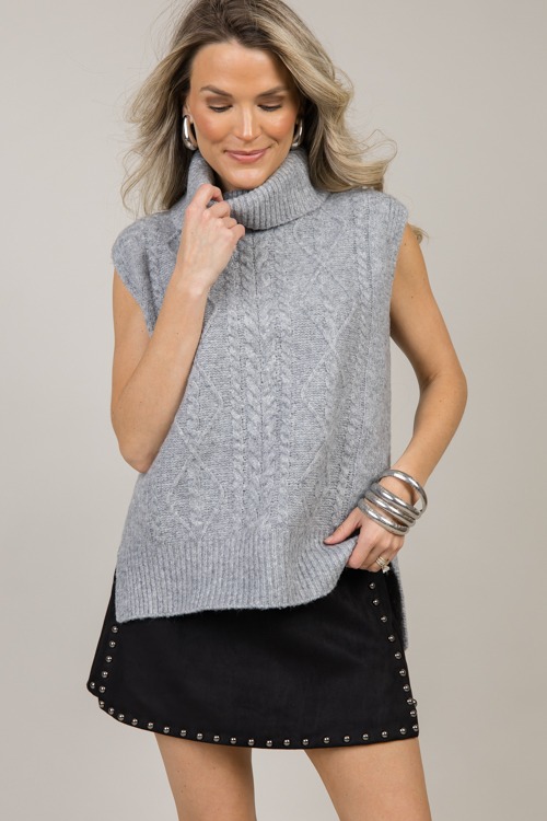 Turtleneck Sweater Vest, Grey