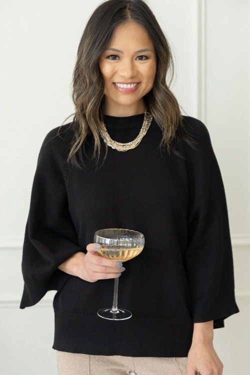 Lena Solid Sweater, Black