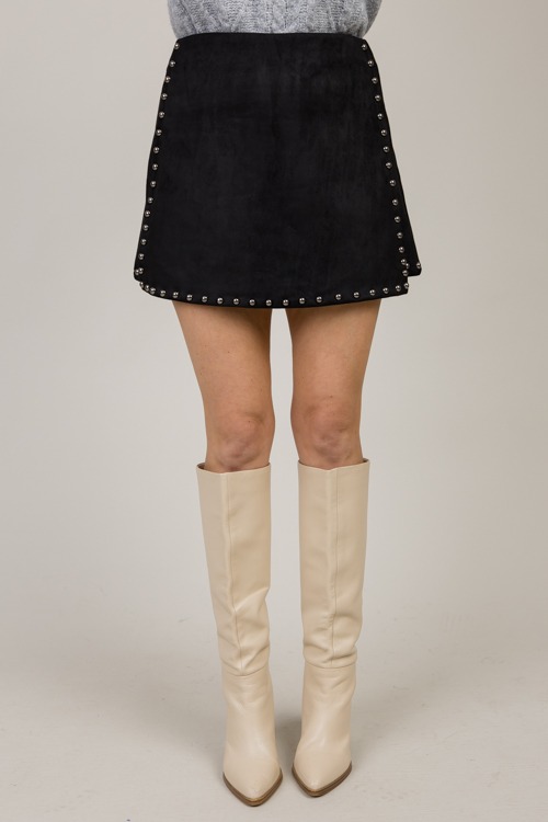 Studded Suede Skort