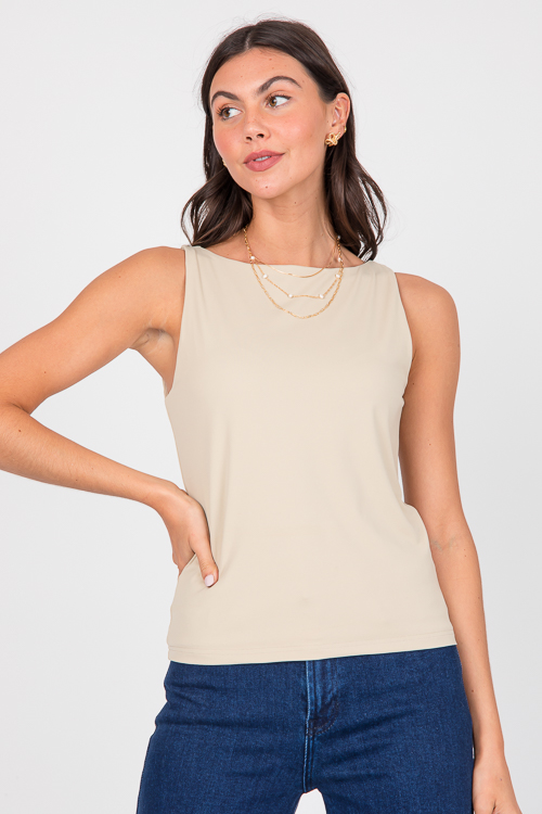 Double Lined Tank, Taupe