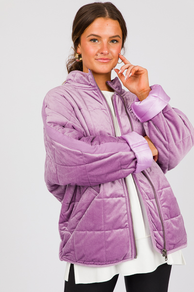 Velvet Quilted Jacket, Periwinkle