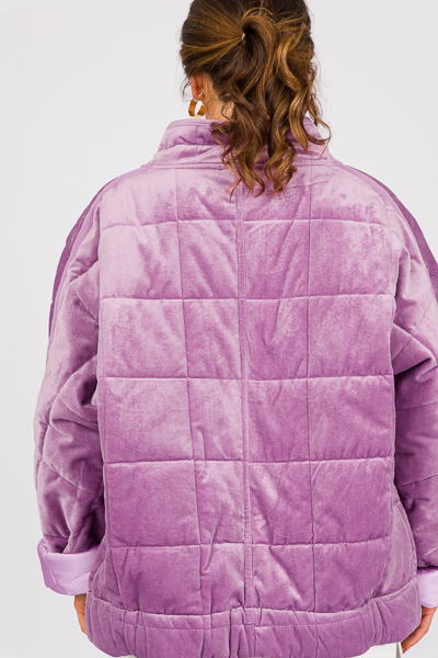 Velvet Quilted Jacket, Periwinkle