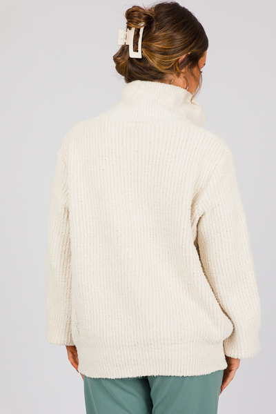 Plush Half Zip Sweater, Cream