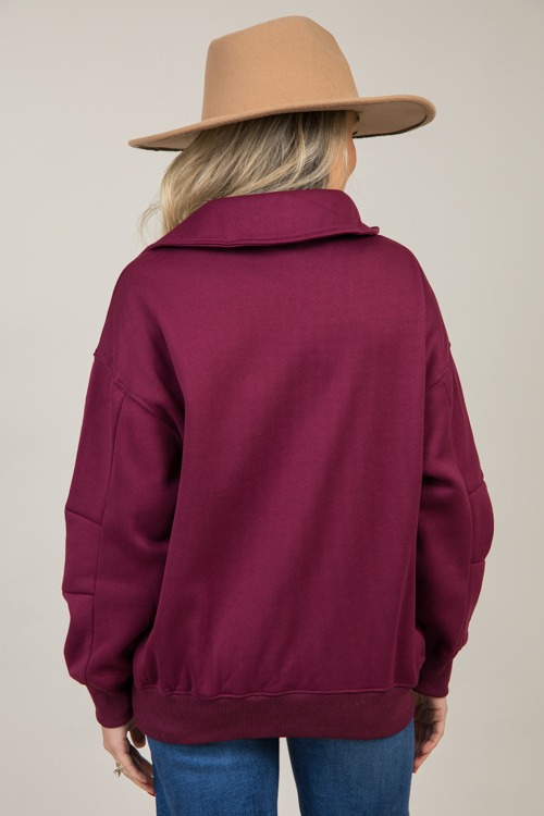 Fleece Lined Collar Pullover, Wine - 1108-53.jpg