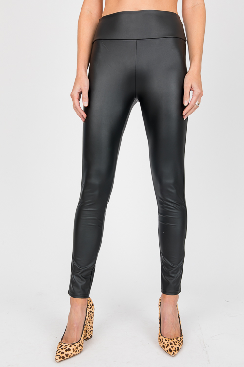 Britton Leather Leggings, Black