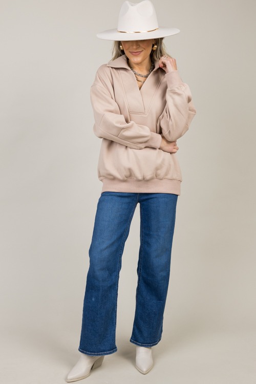 Fleece Lined Collar Pullover, Taupe - 1108-58.jpg