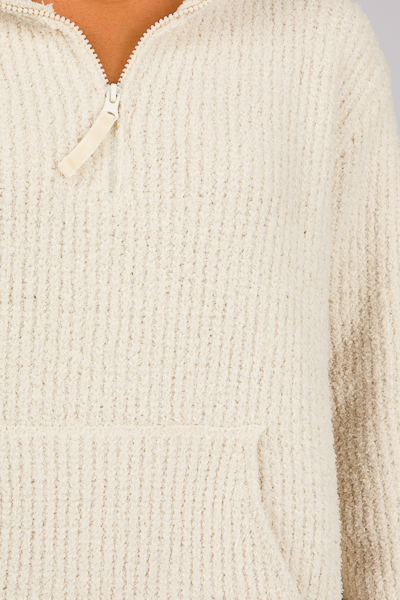 Plush Half Zip Sweater, Cream