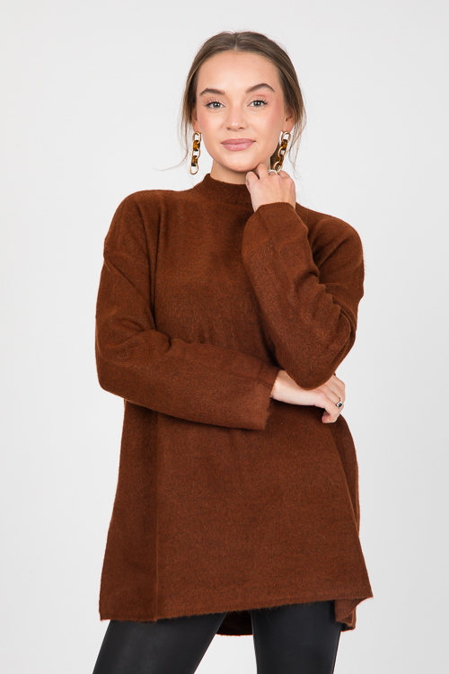Travis Tunic Sweater, Brown