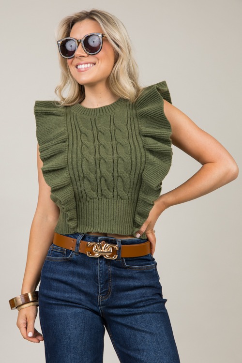 Ruffle Cable Sweater, Olive - 1108-68.jpg