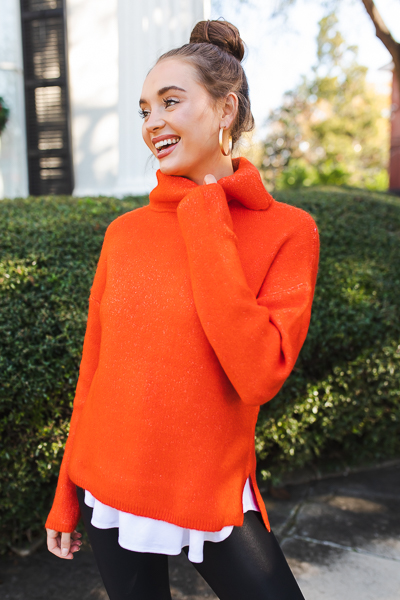 Emmy Turtleneck Sweater, Orange