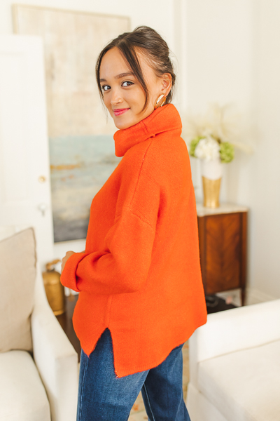 Emmy Turtleneck Sweater, Orange