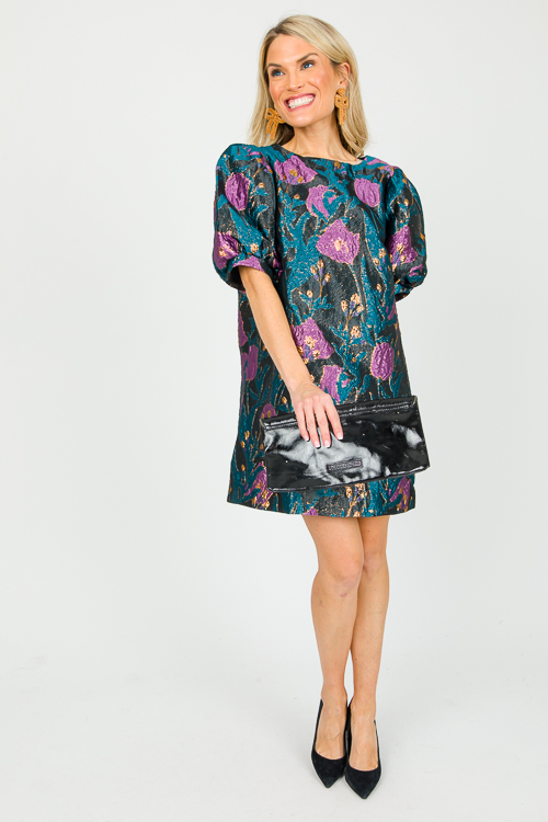 Brocade Floral Dress, Black