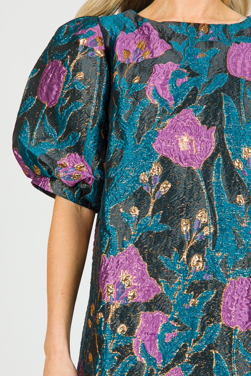 Brocade Floral Dress, Black