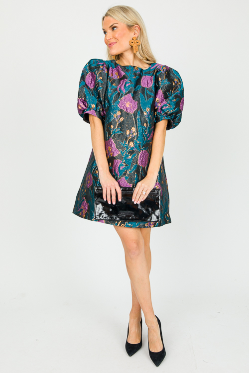 Brocade Floral Dress, Black