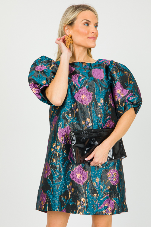 Brocade Floral Dress, Black