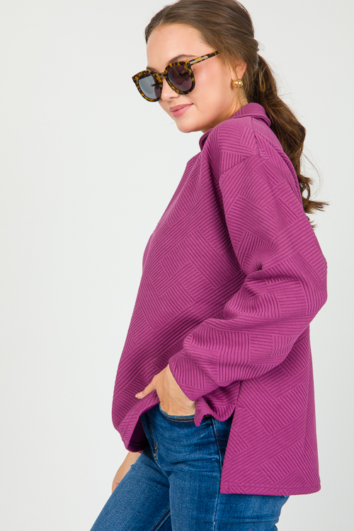 Textured Pullover Top, Magenta