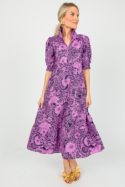 Sarah Floral Mix Midi, Eggplant