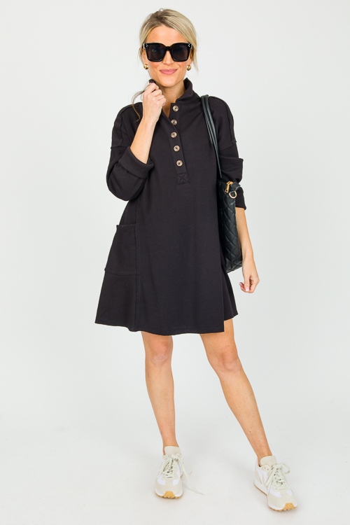 Thermal Knit Dress, Black