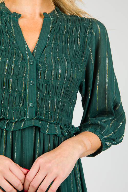 Metallic Stripes Midi, Hunter Green