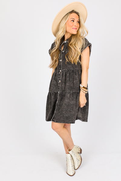 Charcoal Denim Tier Dress