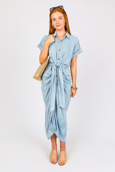 Tencel Tie Front Midi, Lt. Blue