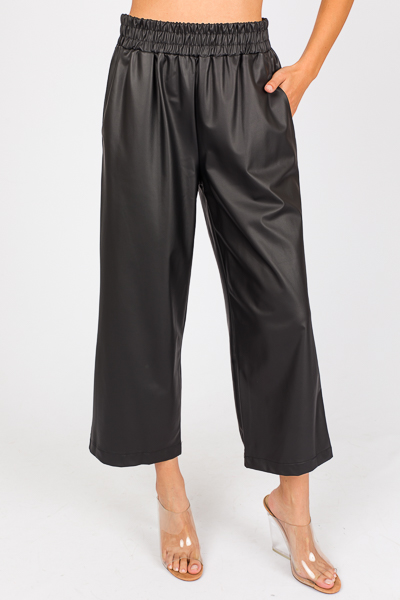 Leather Capri Pants, Black