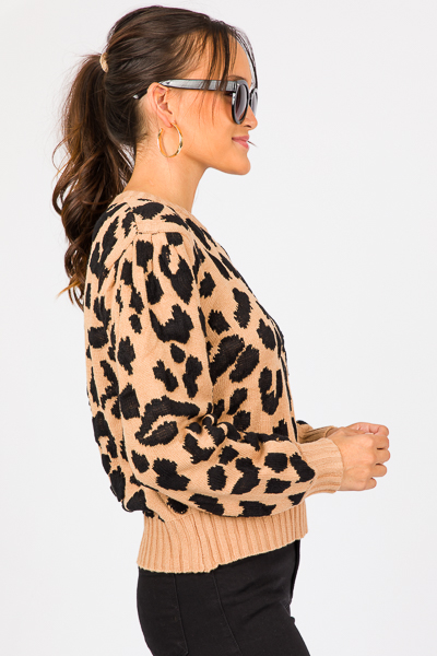 Leopard Love Sweater, Taupe/Black