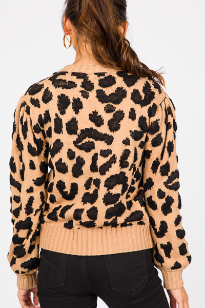 Leopard Love Sweater, Taupe/Black