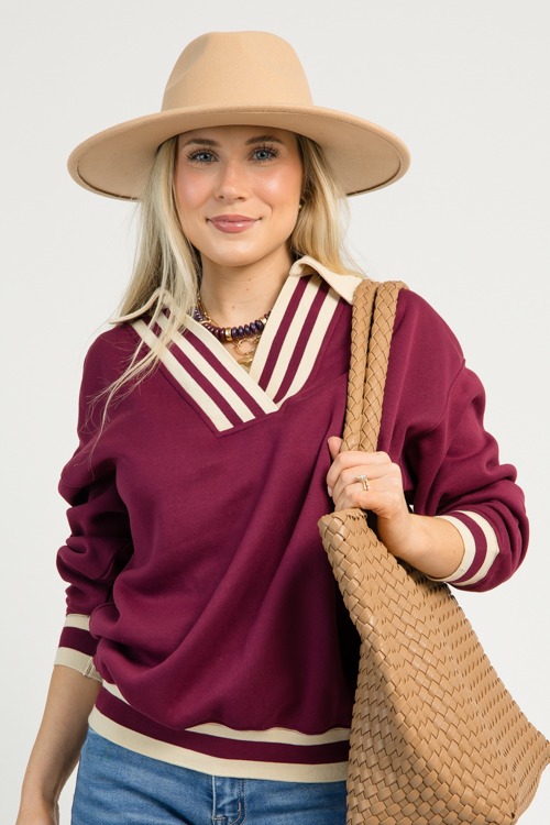 Stripe Band Pullover, Wine - 1110-107.jpg