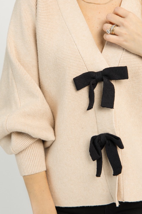 V-neck Bow Sweater, Taupe - 1110-111h.jpg