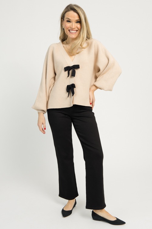 V-neck Bow Sweater, Taupe - 1110-112.jpg