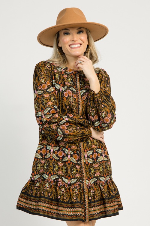 Livvy Floral Dress, Black Multi