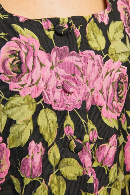 Floral Jacquard Button Dress, Black - 1110-18.jpg