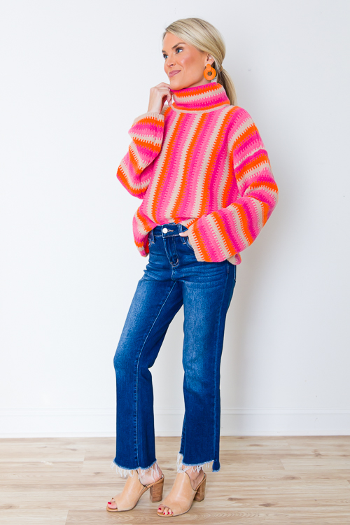 Multi Stripe Mock Sweater