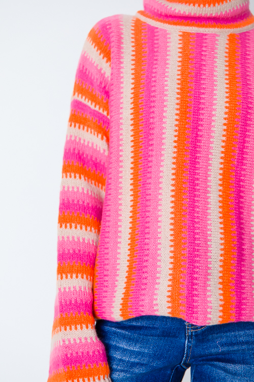 Multi Stripe Mock Sweater