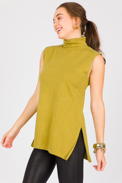Sleeveless Sweater Tunic, Chartreuse