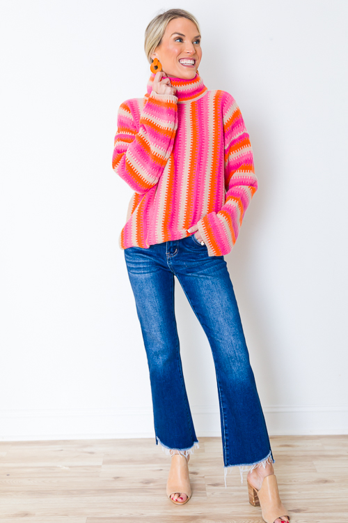 Multi Stripe Mock Sweater