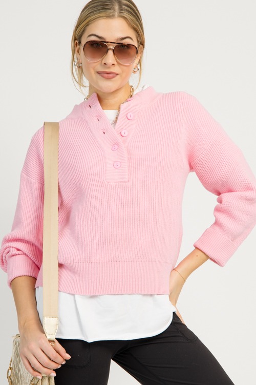 Classic Button Sweater, Pink